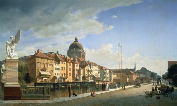 Berlin, lock liberty seen by the lock bridge od Johann Philipp Eduard Gaertner