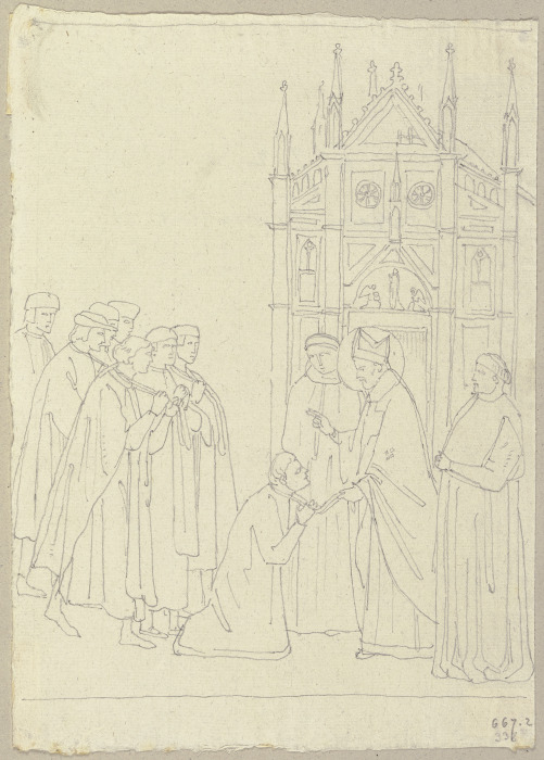 Geschichte des heiligen Nikolaus in der Kapelle des Heiligen in S. Francesco zu Assisi od Johann Ramboux