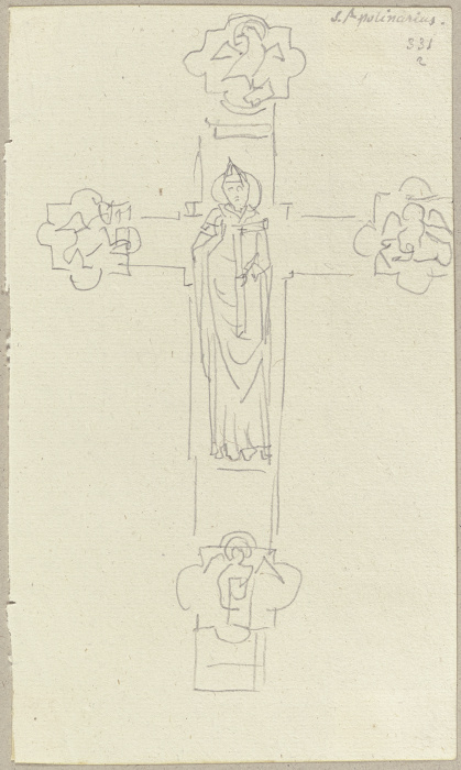 Rückseite eines metallenes Kreuz im Dom zu Ravenna od Johann Ramboux