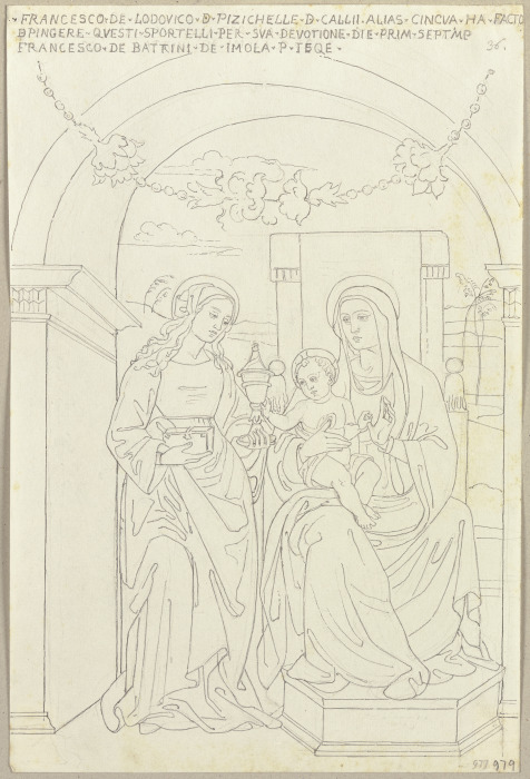 Thronende Madonna mit Kind und einer Heiligen in San Francesco in Cagli od Johann Ramboux
