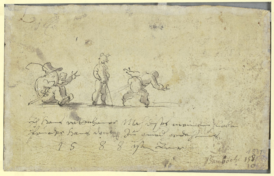 Groteske Gestalten sowie zwei Kinderfiguren, vulgäre Handlungen ausführend od Johann Rottenhammer