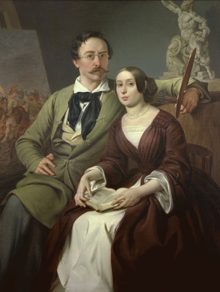 Self-portrait with daughter od Johann Ziegler