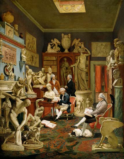 Charles Townley and his Friends in the Towneley Gallery, 33 Park Street, Westminster od Johann Zoffany