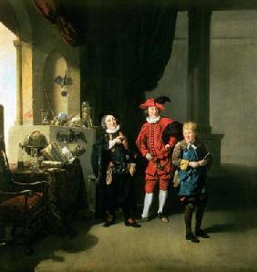 David Garrick with William Burton and John Palmer in 'The Alchemist' by Ben Jonson, 1770