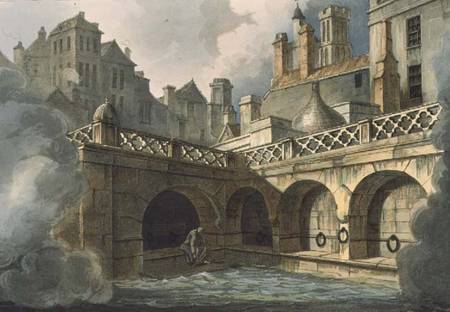 Inside of Queen's Bath, from 'Bath Illustrated by a Series of Views', engraved by John Hill (1770-18 od John Claude Nattes
