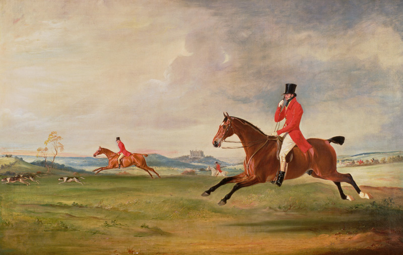 John, 5th Duke of Rutland, General Lord Charles Manners and General Lord Robert Manners Hunting od John E. Ferneley d.J.