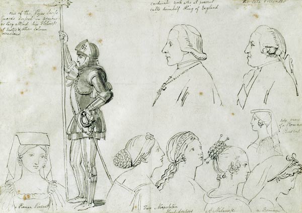 Character Sketches in Rome with Portraits of Prince Charles Edward Stuart (1720-88) and his brother od John Flaxman
