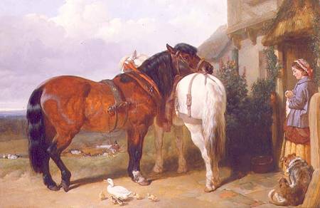 Carthorses by a Cottage Door od John Frederick Herring d.Ä.