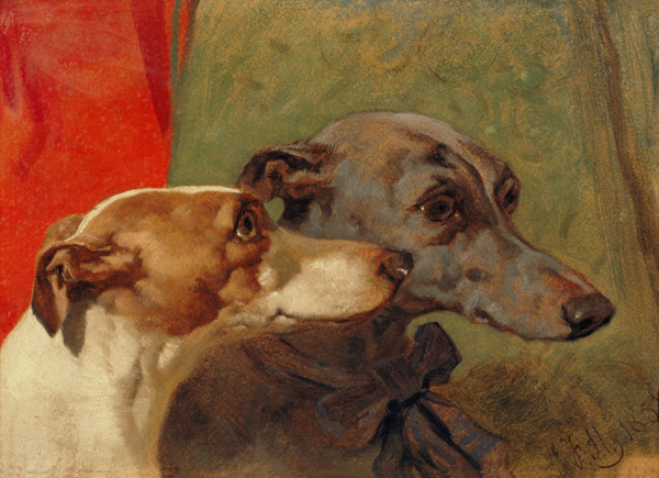 The Greyhounds 'Charley' and 'Jimmy' in an Interior od John Frederick Herring d.Ä.