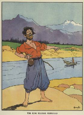 The king become ferryman (colour litho)