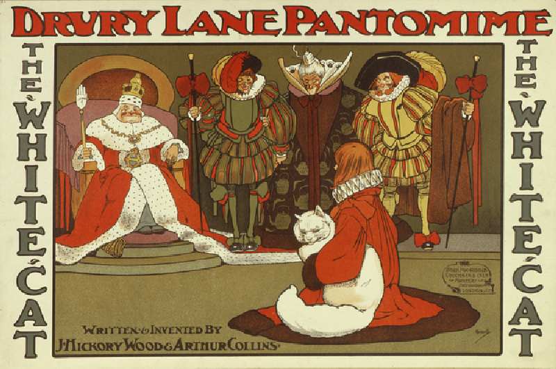 The White Cat by J. Hickory Wood and Arthur Collins, Drury Lane pantomime poster (colour litho) od John Hassall