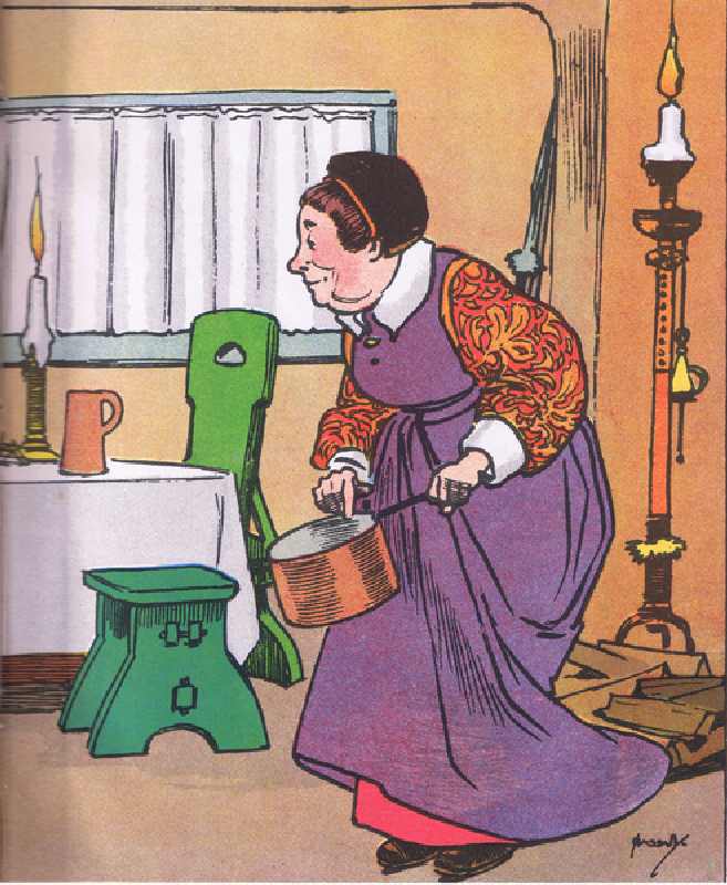Greedy Nan (Come Lets to Bed), from Blackies Popular Nursery Rhymes published by Blackie and Sons Li od John Hassall