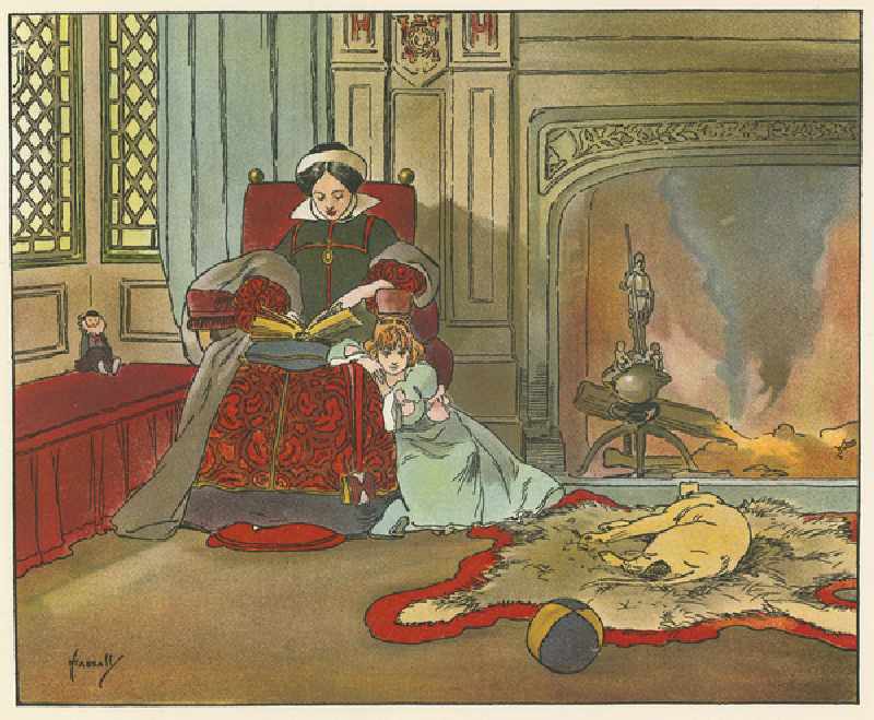 Childhood of Elizabeth I (colour litho) od John Hassall