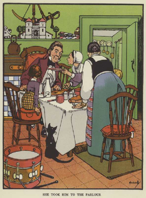She took him to the parlour (colour litho) od John Hassall