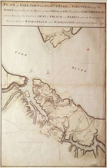 British map of the Siege of Yorktown od John Hills
