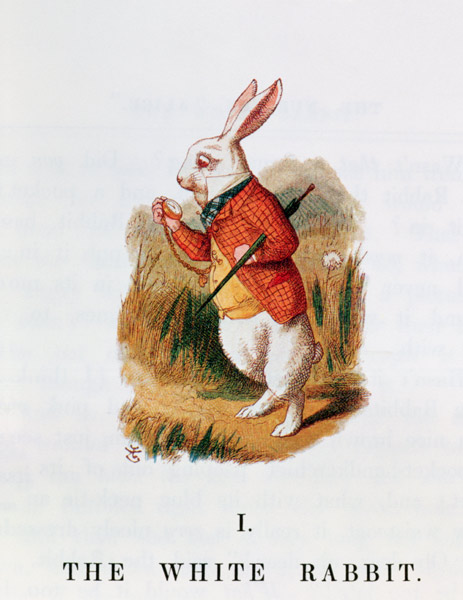 The White Rabbit, illustration from 'Alice in Wonderland' by Lewis Carroll (1832-98) adapted by Emil od John Tenniel
