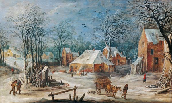 Village street in winter od Joos de Momper d.J.