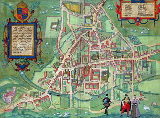 Map of Cambridge, from 'Civitates Orbis Terrarum' by Georg Braun (1541-1622) and Frans Hogenberg (15 od Joris Hoefnagel