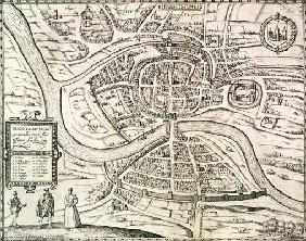 Map of Bristol, from 'Civitates Orbis Terrarum' by Georg Braun (1541-1622) and Frans Hogenberg (1535