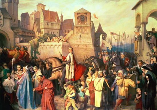 Duke Leopold the Glorious (1176-1230) enters Vienna on his return from the Crusades od Josef Mathias Trenkwald