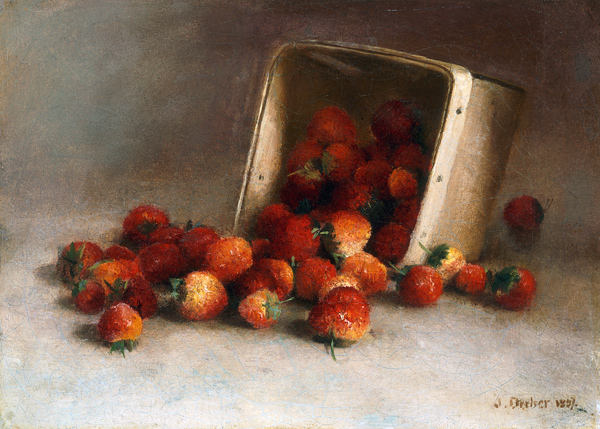 Ein Korb mit Erdbeeren od Joseph Decker