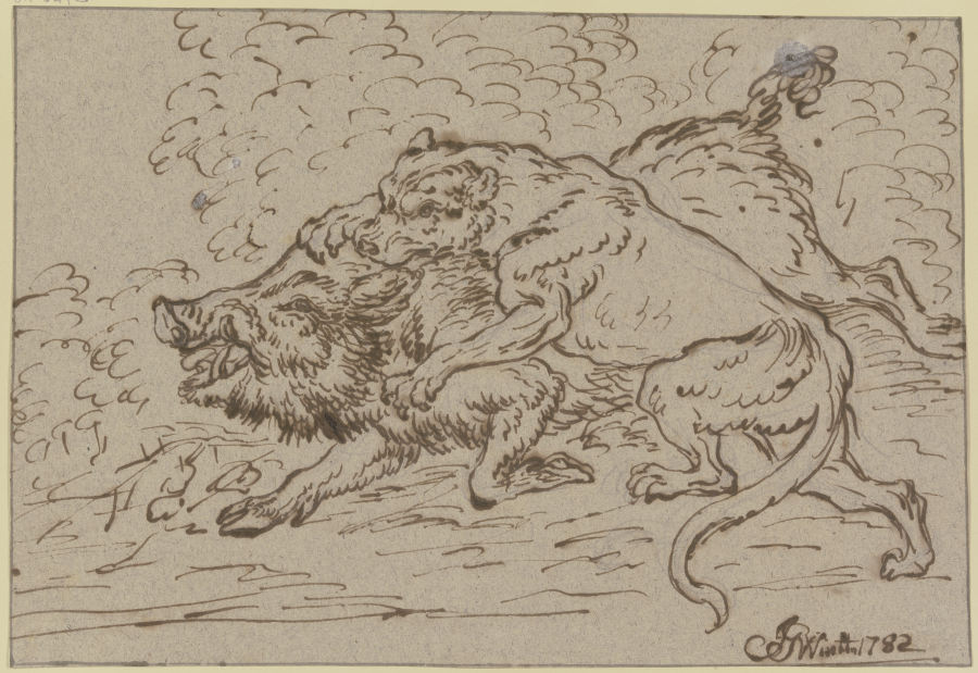 Ein Löwe fällt einen Eber an od Joseph Georg Winter