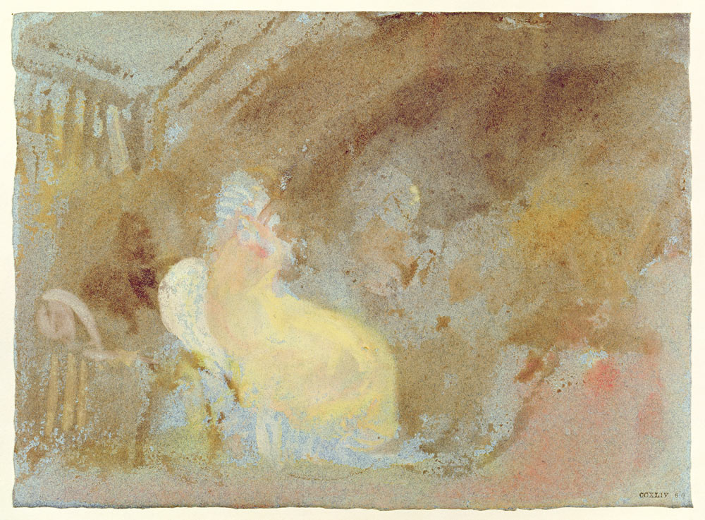 Interior at Petworth with seated figure od William Turner