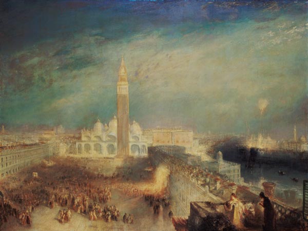 Julia and her lady's maid on the balcony at the Markussquare at Venice od William Turner