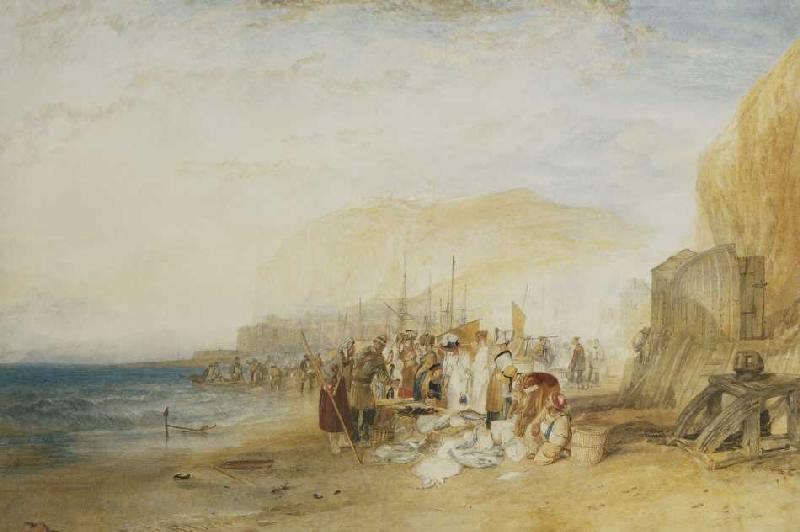 Hastings: Frühmorgendlicher Fischmarkt am Strand od William Turner