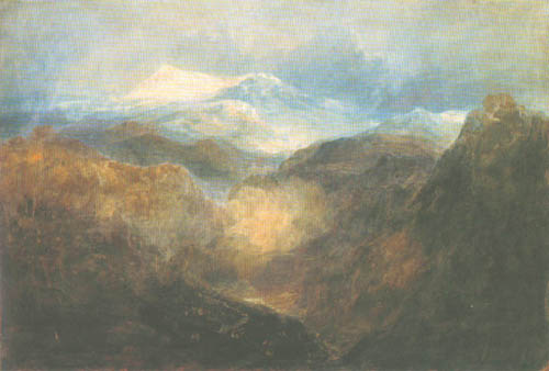 Welshman mountains with an army on the march od William Turner