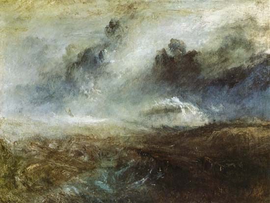 Wildly busy sea with wreck od William Turner