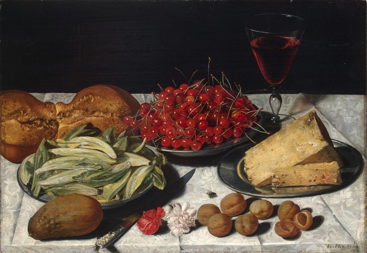 Still Life with Cherries and Cheese od Joseph Plepp