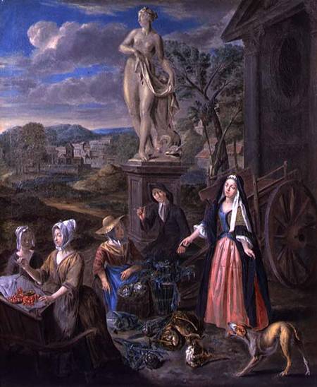 Figures at a Market in a Classical Landscape od Joseph van Aken