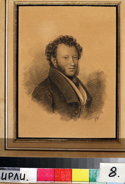Portrait of the author Alexander S. Pushkin (1799-1837) od Joseph Vivien