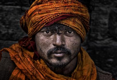 Man at the Pashupatinath Temple in Kathmandu-Nepal