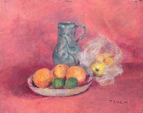 Still life of fruit and jug 