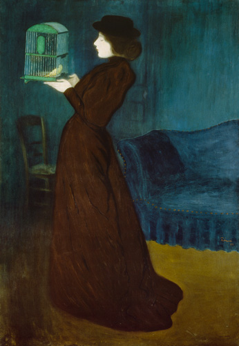 Lady with bird cage od József Rippl-Rónai