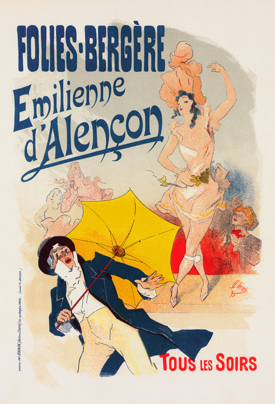 Folies Bergeres: Emilienne d'Alencon (Poster) od Jules Chéret