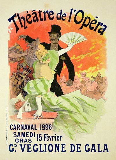 Reproduction of a Poster Advertising the 1896 Carnival at the Theatre de l'Opera od Jules Chéret