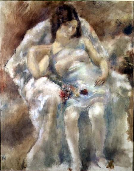 Young Woman Seated with Flowers od Jules Pascin