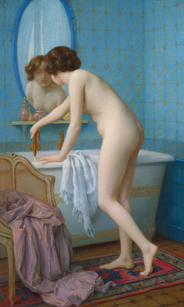 Young Woman Preparing her Bath od Jules Scalbert