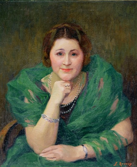 Portrait of a Russian Woman with a Green Scarf od Jules Ernest Renoux