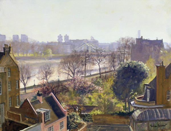 Chelsea Embankment from the Physic Garden (oil on canvas)  od Julian  Barrow