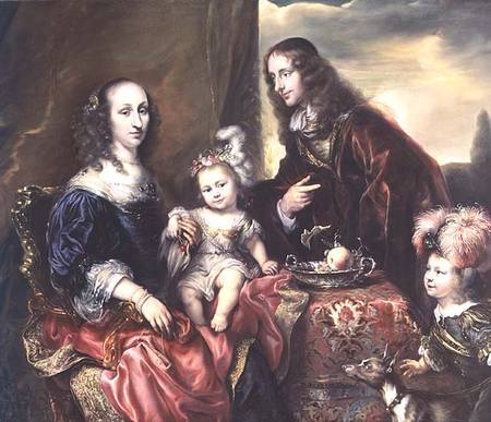 Portrait of a family (said to be that of Colonel John Hutchinson (1615-64) od Jurgen Ovens