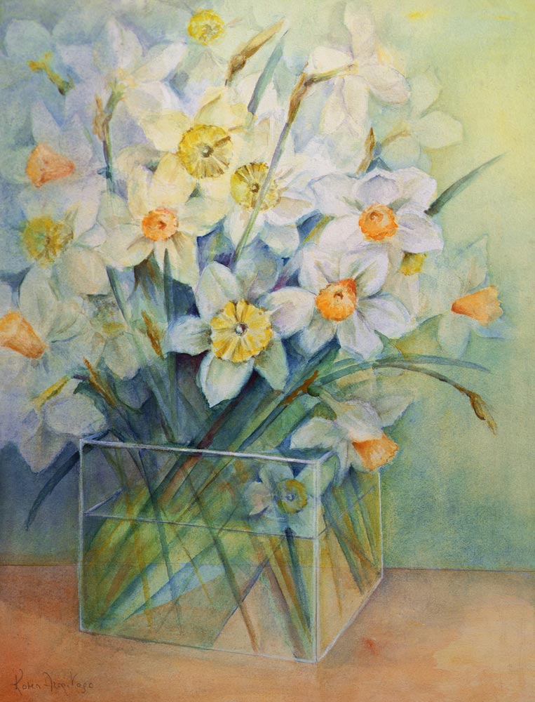 Jonquils in a Glass Vase  od Karen  Armitage