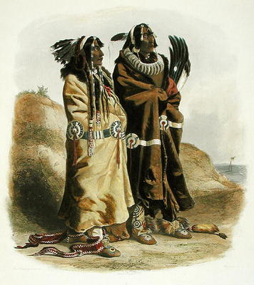 Sih-Chida and Mahchsi-Karehde, Mandan Indians, plate 20 from Volume 2 of 'Travels in the Interior of od Karl Bodmer