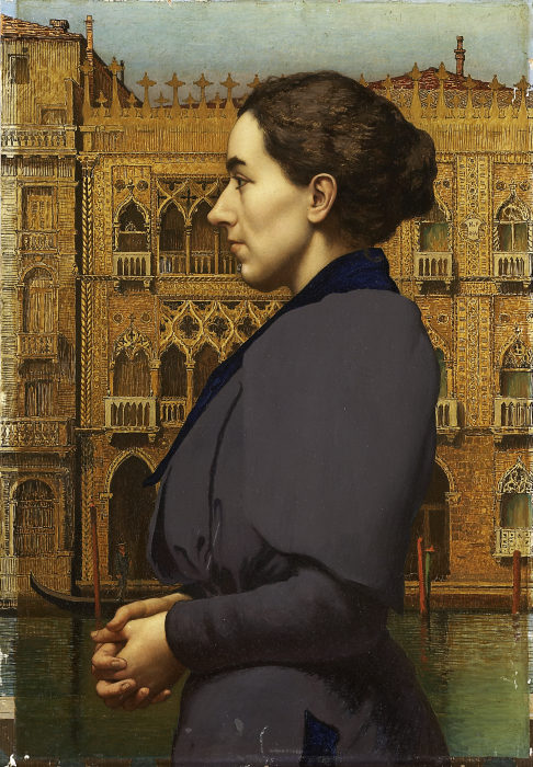 Portrait of Anna Cossmann before Ca d’Oro in Venice od Karl von Pidoll