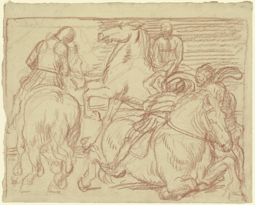Horses bustling od Karl Friedrich (Fritz) Boehle
