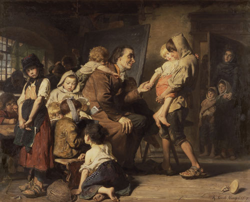 Pestalozzi with the orphans in Stans. od Konrad Grob