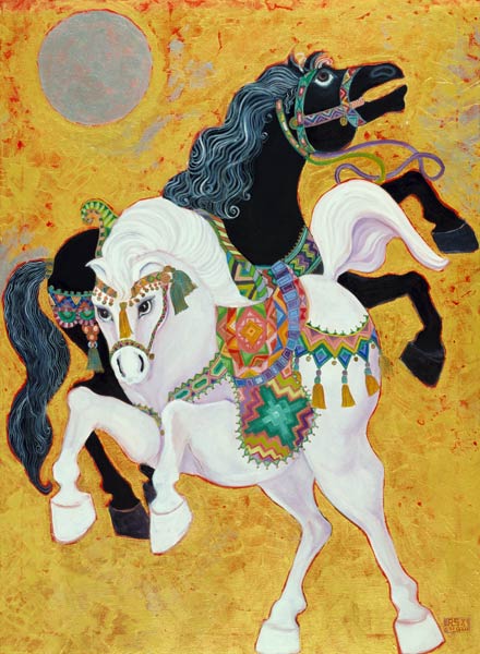 Antar and Abla, 1989 (acrylic on canvas)  od Laila  Shawa